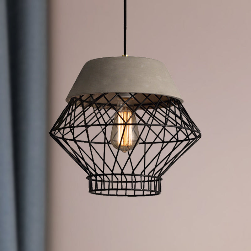 Retro Style Wire Cage Hanging Lamp 1 Light Metal Pendant Light Fixture with Adjustable Cord in Black Clearhalo 'Ceiling Lights' 'Modern Pendants' 'Modern' 'Pendant Lights' 'Pendants' Lighting' 758249