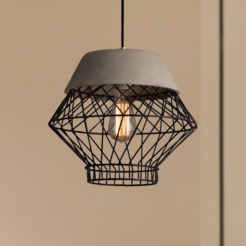 Retro Style Wire Cage Hanging Lamp 1 Light Metal Pendant Light Fixture with Adjustable Cord in Black Clearhalo 'Ceiling Lights' 'Modern Pendants' 'Modern' 'Pendant Lights' 'Pendants' Lighting' 758250