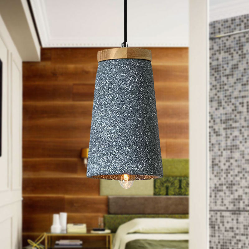 Cement Tapered Shade Ceiling Pendant Industrial 1 Light Coffee Shop Hanging Lighting in Black/White/Grey Clearhalo 'Ceiling Lights' 'Modern Pendants' 'Modern' 'Pendant Lights' 'Pendants' Lighting' 758252