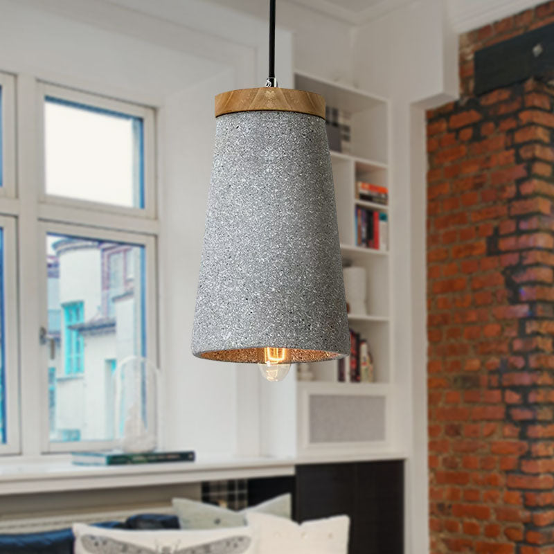 Cement Tapered Shade Ceiling Pendant Industrial 1 Light Coffee Shop Hanging Lighting in Black/White/Grey Clearhalo 'Ceiling Lights' 'Modern Pendants' 'Modern' 'Pendant Lights' 'Pendants' Lighting' 758253