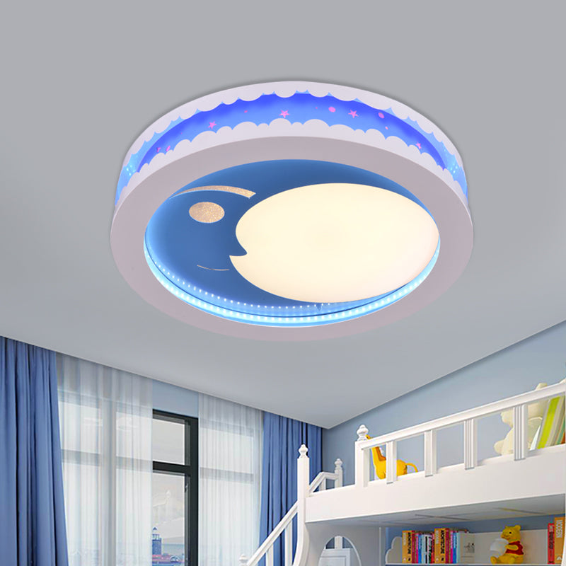 Hollowed Out Crescent Music Ceiling Light Metal Bedroom LED Flush Mounted Lamp in Pink/Blue/Navy Blue Clearhalo 'Ceiling Lights' 'Close To Ceiling Lights' 'Close to ceiling' 'Flush mount' Lighting' 758305