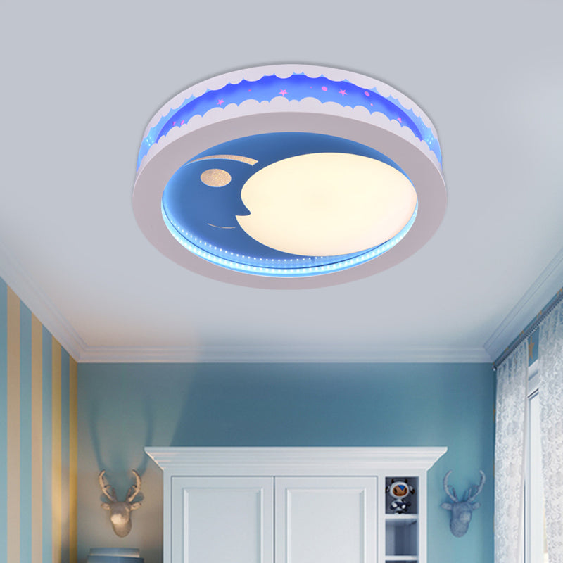 Hollowed Out Crescent Music Ceiling Light Metal Bedroom LED Flush Mounted Lamp in Pink/Blue/Navy Clearhalo 'Ceiling Lights' 'Close To Ceiling Lights' 'Close to ceiling' 'Flush mount' Lighting' 758306