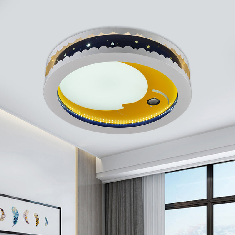 Hollowed Out Crescent Music Ceiling Light Metal Bedroom LED Flush Mounted Lamp in Pink/Blue/Navy Clearhalo 'Ceiling Lights' 'Close To Ceiling Lights' 'Close to ceiling' 'Flush mount' Lighting' 758314