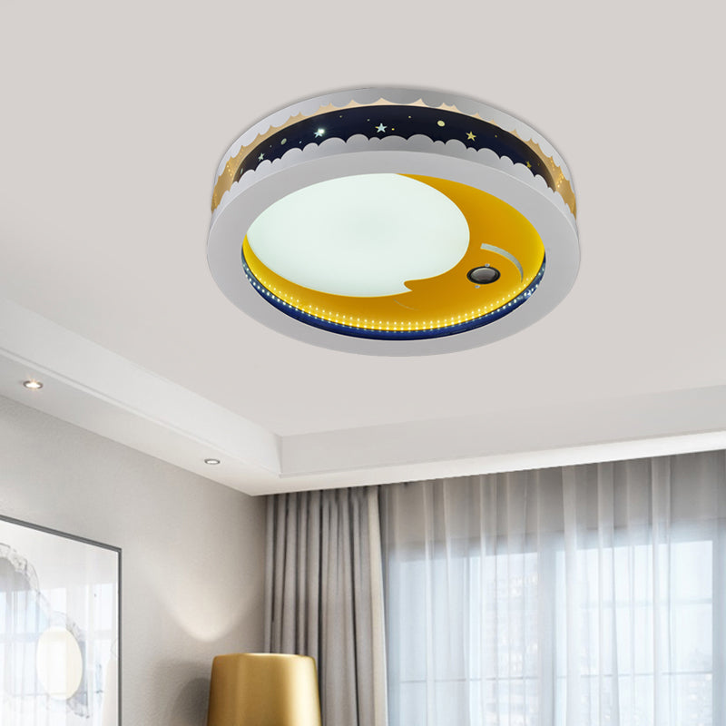 Hollowed Out Crescent Music Ceiling Light Metal Bedroom LED Flush Mounted Lamp in Pink/Blue/Navy Clearhalo 'Ceiling Lights' 'Close To Ceiling Lights' 'Close to ceiling' 'Flush mount' Lighting' 758315