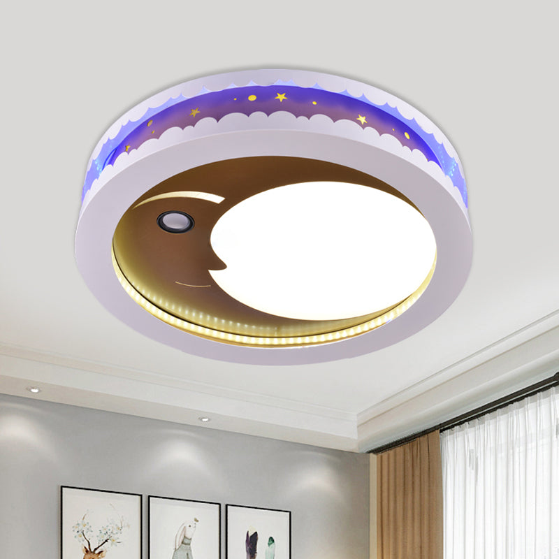 Hollowed Out Crescent Music Ceiling Light Metal Bedroom LED Flush Mounted Lamp in Pink/Blue/Navy Gold Clearhalo 'Ceiling Lights' 'Close To Ceiling Lights' 'Close to ceiling' 'Flush mount' Lighting' 758317