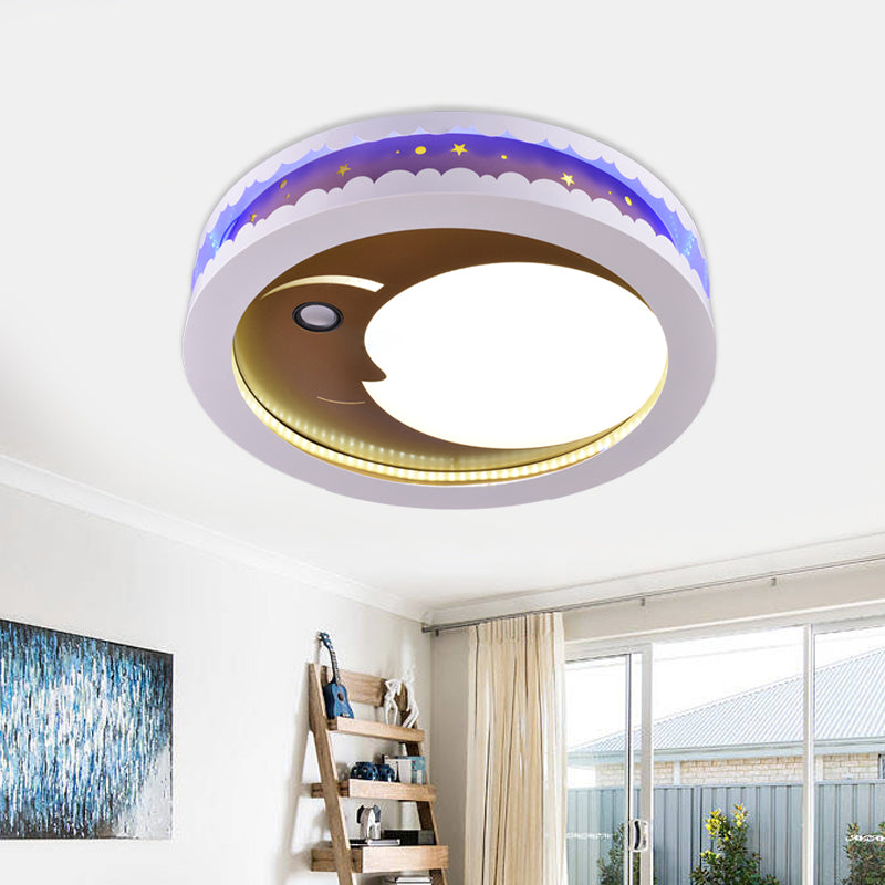 Hollowed Out Crescent Music Ceiling Light Metal Bedroom LED Flush Mounted Lamp in Pink/Blue/Navy Clearhalo 'Ceiling Lights' 'Close To Ceiling Lights' 'Close to ceiling' 'Flush mount' Lighting' 758318