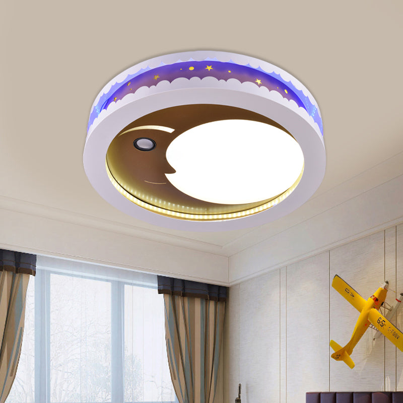 Hollowed Out Crescent Music Ceiling Light Metal Bedroom LED Flush Mounted Lamp in Pink/Blue/Navy Clearhalo 'Ceiling Lights' 'Close To Ceiling Lights' 'Close to ceiling' 'Flush mount' Lighting' 758319