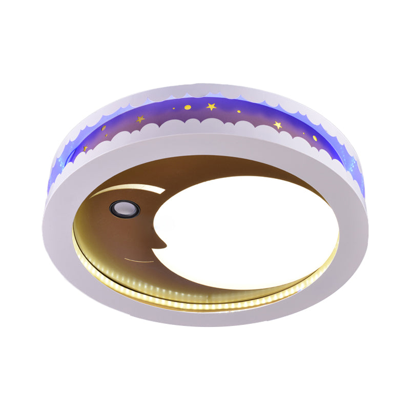 Hollowed Out Crescent Music Ceiling Light Metal Bedroom LED Flush Mounted Lamp in Pink/Blue/Navy Clearhalo 'Ceiling Lights' 'Close To Ceiling Lights' 'Close to ceiling' 'Flush mount' Lighting' 758320