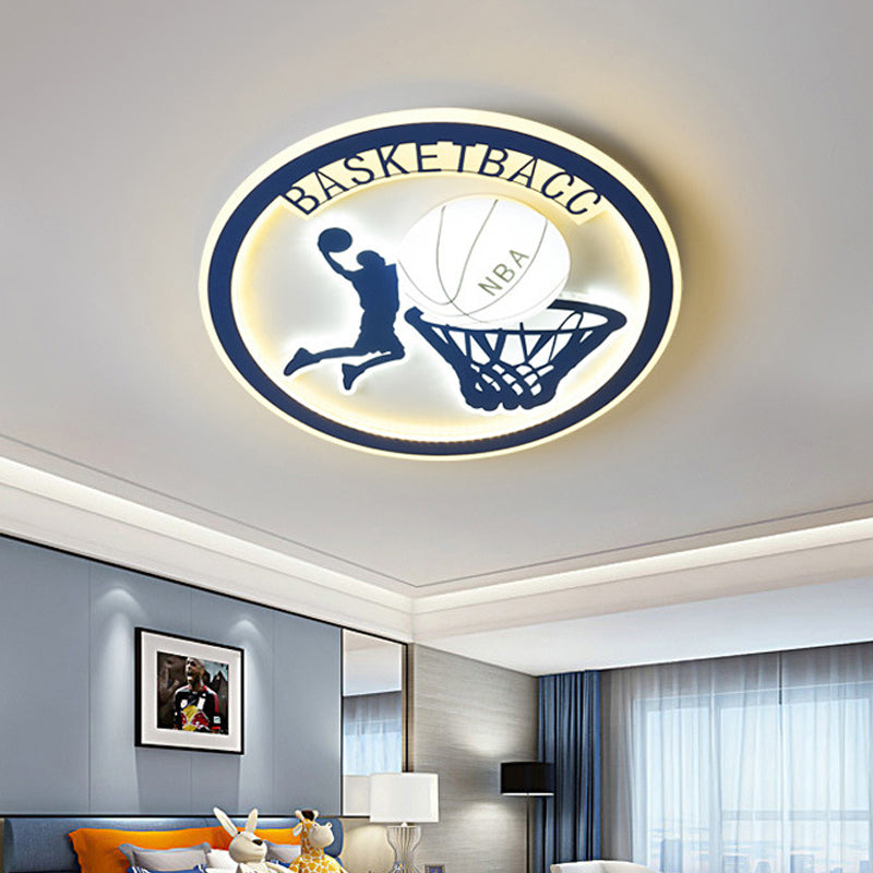 Basketball Shot Flush-Mount Light Kids Orange/White Glass Children Bedroom LED Ceiling Fixture Clearhalo 'Ceiling Lights' 'Close To Ceiling Lights' 'Close to ceiling' 'Flush mount' Lighting' 758350