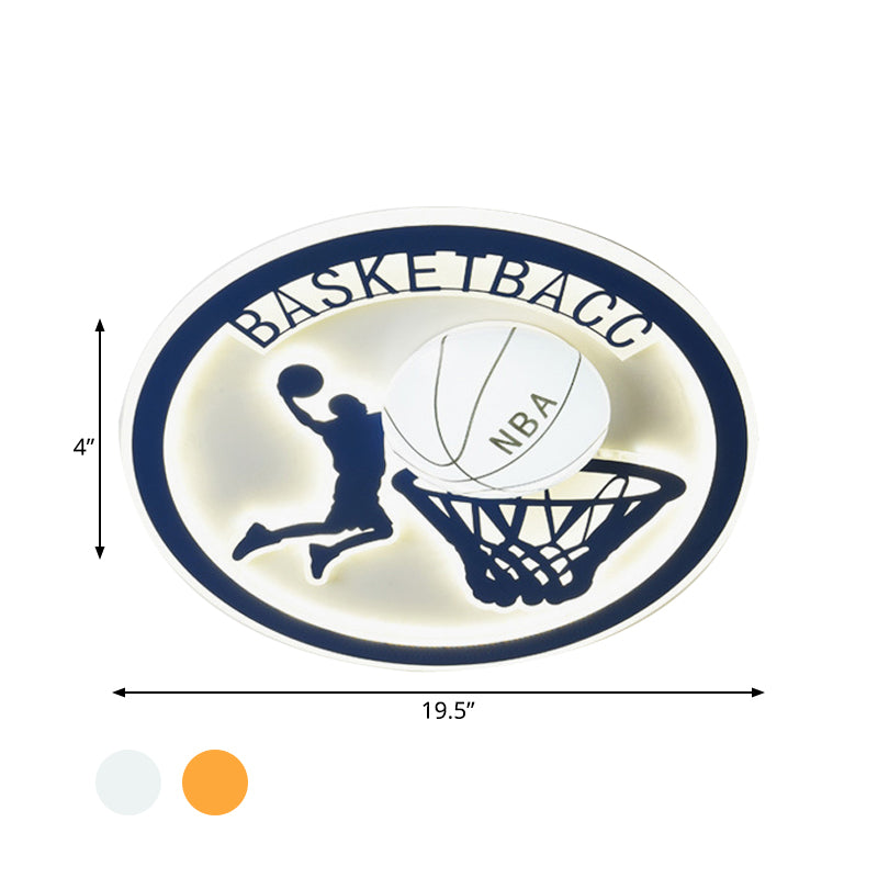 Basketball Shot Flush-Mount Light Kids Orange/White Glass Children Bedroom LED Ceiling Fixture Clearhalo 'Ceiling Lights' 'Close To Ceiling Lights' 'Close to ceiling' 'Flush mount' Lighting' 758352