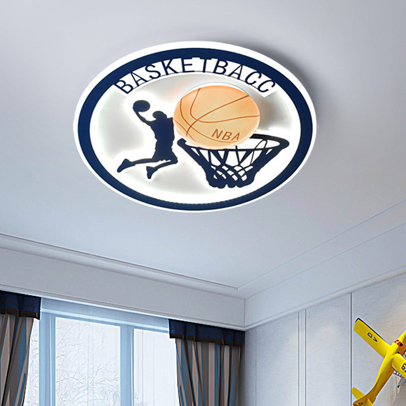 Basketball Shot Flush-Mount Light Kids Orange/White Glass Children Bedroom LED Ceiling Fixture Clearhalo 'Ceiling Lights' 'Close To Ceiling Lights' 'Close to ceiling' 'Flush mount' Lighting' 758354