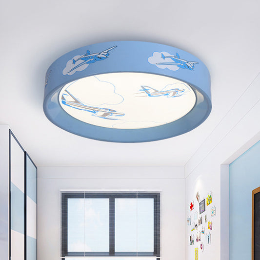 Fighter Plane Pattern Circle Flush Light Cartoon Acrylic Blue LED Flush Mount Ceiling Lamp for Boy's Room Blue Clearhalo 'Ceiling Lights' 'Close To Ceiling Lights' 'Close to ceiling' 'Flush mount' Lighting' 758373