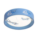 Fighter Plane Pattern Circle Flush Light Cartoon Acrylic Blue LED Flush Mount Ceiling Lamp for Boy's Room Clearhalo 'Ceiling Lights' 'Close To Ceiling Lights' 'Close to ceiling' 'Flush mount' Lighting' 758375