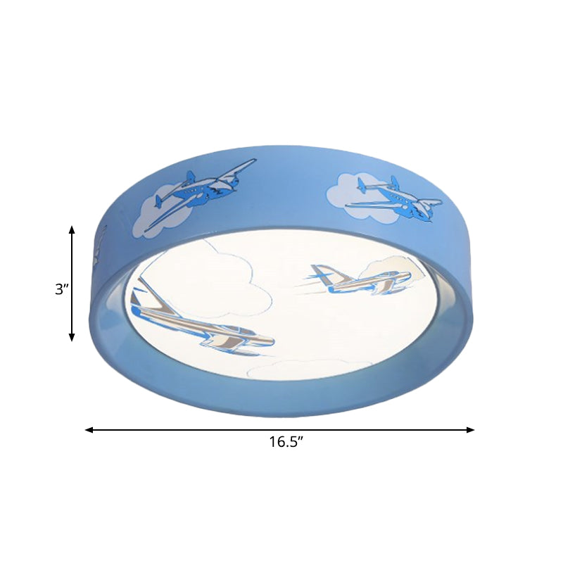 Fighter Plane Pattern Circle Flush Light Cartoon Acrylic Blue LED Flush Mount Ceiling Lamp for Boy's Room Clearhalo 'Ceiling Lights' 'Close To Ceiling Lights' 'Close to ceiling' 'Flush mount' Lighting' 758376