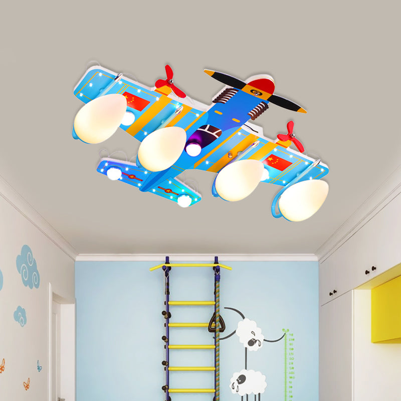 Fighter Jet Boy's Bedroom Flush Mount 4 Heads Acrylic Kids Ceiling Light Fixture in Blue Clearhalo 'Ceiling Lights' 'Close To Ceiling Lights' 'Close to ceiling' 'Flush mount' Lighting' 758378