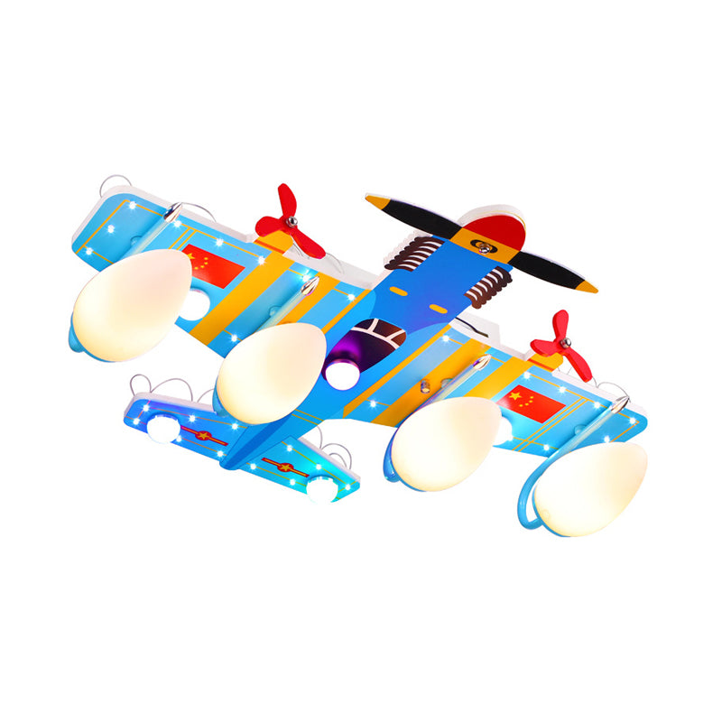 Fighter Jet Boy's Bedroom Flush Mount 4 Heads Acrylic Kids Ceiling Light Fixture in Blue Clearhalo 'Ceiling Lights' 'Close To Ceiling Lights' 'Close to ceiling' 'Flush mount' Lighting' 758379