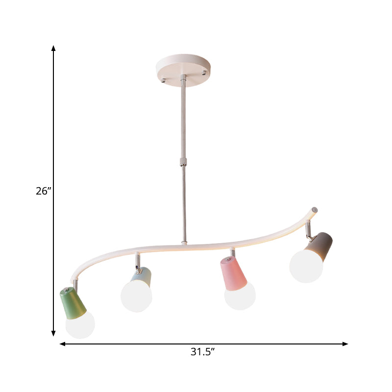 Iron Wave Island Lighting Macaron 3/4-Light White Hanging Pendant Light with Colorful Horn Swivel Shade Clearhalo 'Ceiling Lights' 'Island Lights' Lighting' 758392