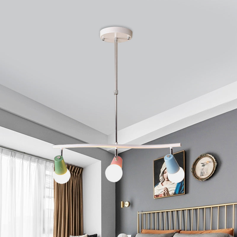 Iron Wave Island Lighting Macaron 3/4-Light White Hanging Pendant Light with Colorful Horn Swivel Shade Clearhalo 'Ceiling Lights' 'Island Lights' Lighting' 758394