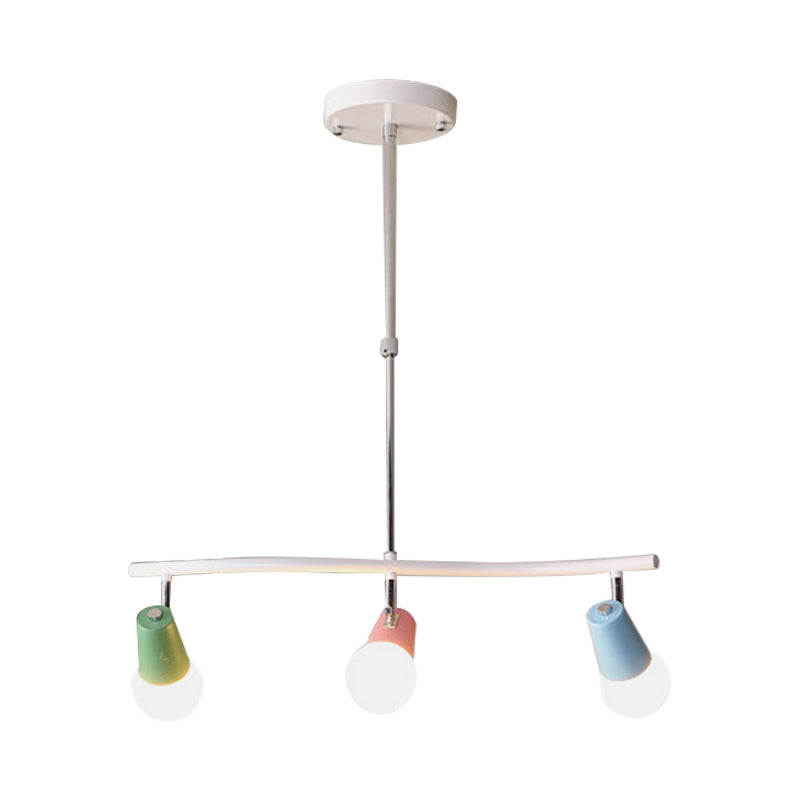 Iron Wave Island Lighting Macaron 3/4-Light White Hanging Pendant Light with Colorful Horn Swivel Shade Clearhalo 'Ceiling Lights' 'Island Lights' Lighting' 758396