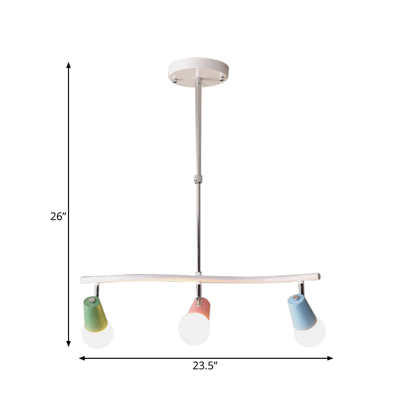 Iron Wave Island Lighting Macaron 3/4-Light White Hanging Pendant Light with Colorful Horn Swivel Shade Clearhalo 'Ceiling Lights' 'Island Lights' Lighting' 758397