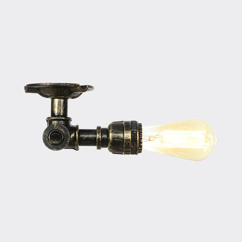 Rustic Water Pipe Semi Flushmount 1-Head Metallic Ceiling Mounted Fixture in Bronze Clearhalo 'Ceiling Lights' 'Close To Ceiling Lights' 'Close to ceiling' 'Semi-flushmount' Lighting' 758593