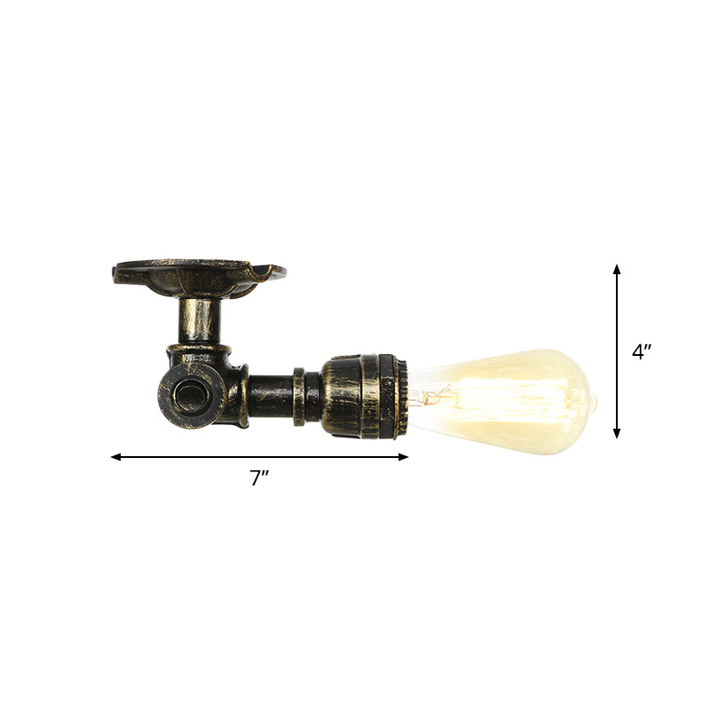 Rustic Water Pipe Semi Flushmount 1-Head Metallic Ceiling Mounted Fixture in Bronze Clearhalo 'Ceiling Lights' 'Close To Ceiling Lights' 'Close to ceiling' 'Semi-flushmount' Lighting' 758594