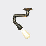 1-Head Semi Mount Lighting Antiqued Exposed Bulb Metal Flush Ceiling Lamp in Bronze Clearhalo 'Ceiling Lights' 'Close To Ceiling Lights' 'Close to ceiling' 'Semi-flushmount' Lighting' 758602