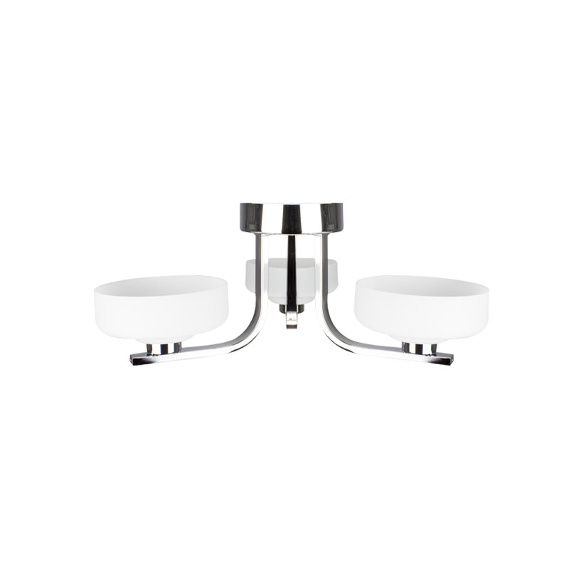 Bowl White Glass Semi Flushmount Modernist 3 Heads Chrome Finish LED Flush Ceiling Light Fixture Clearhalo 'Ceiling Lights' 'Close To Ceiling Lights' 'Close to ceiling' 'Glass shade' 'Glass' 'Semi-flushmount' Lighting' 758850