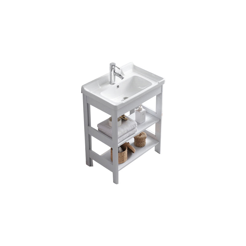 Freestanding Bathroom Vanity Modern Single-Sink Bathroom Sink Vanity Vanity & Faucet 24"L x 16"W x 31"H Clearhalo 'Bathroom Remodel & Bathroom Fixtures' 'Bathroom Vanities' 'bathroom_vanities' 'Home Improvement' 'home_improvement' 'home_improvement_bathroom_vanities' 7588679