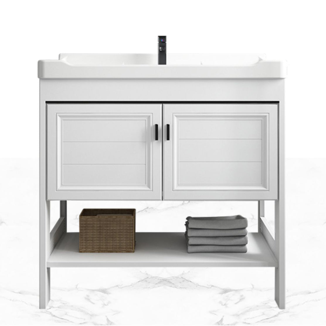 Modern Bathroom Vanity Freestanding Faucet Included Bathroom Sink Vanity Clearhalo 'Bathroom Remodel & Bathroom Fixtures' 'Bathroom Vanities' 'bathroom_vanities' 'Home Improvement' 'home_improvement' 'home_improvement_bathroom_vanities' 7588716