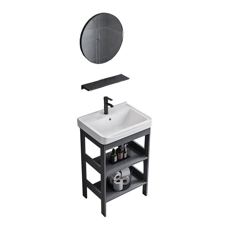 Modern Bathroom Vanity Metal Base Free-standing Standard with Mirror Sink Vanity Clearhalo 'Bathroom Remodel & Bathroom Fixtures' 'Bathroom Vanities' 'bathroom_vanities' 'Home Improvement' 'home_improvement' 'home_improvement_bathroom_vanities' 7588753