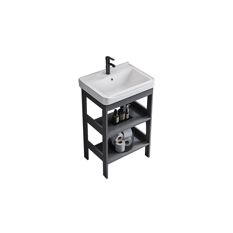 Modern Bathroom Vanity Metal Base Free-standing Standard with Mirror Sink Vanity Vanity & Faucet Clearhalo 'Bathroom Remodel & Bathroom Fixtures' 'Bathroom Vanities' 'bathroom_vanities' 'Home Improvement' 'home_improvement' 'home_improvement_bathroom_vanities' 7588757