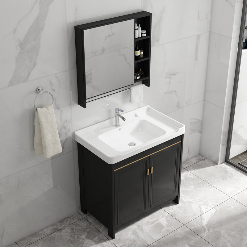 Rectangular Bathroom Vanity Single-Sink Glam Black Freestanding Vanity Set Clearhalo 'Bathroom Remodel & Bathroom Fixtures' 'Bathroom Vanities' 'bathroom_vanities' 'Home Improvement' 'home_improvement' 'home_improvement_bathroom_vanities' 7588786