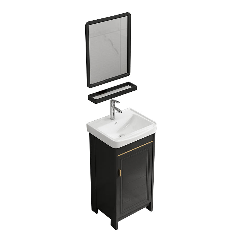 Rectangular Bathroom Vanity Single-Sink Glam Black Freestanding Vanity Set Vanity & Faucet & Mirrors 17"L x 14"W x 32"H Towel Bar Not Included Clearhalo 'Bathroom Remodel & Bathroom Fixtures' 'Bathroom Vanities' 'bathroom_vanities' 'Home Improvement' 'home_improvement' 'home_improvement_bathroom_vanities' 7588787