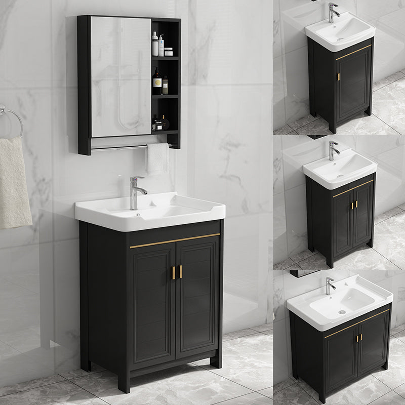 Rectangular Bathroom Vanity Single-Sink Glam Black Freestanding Vanity Set Clearhalo 'Bathroom Remodel & Bathroom Fixtures' 'Bathroom Vanities' 'bathroom_vanities' 'Home Improvement' 'home_improvement' 'home_improvement_bathroom_vanities' 7588791