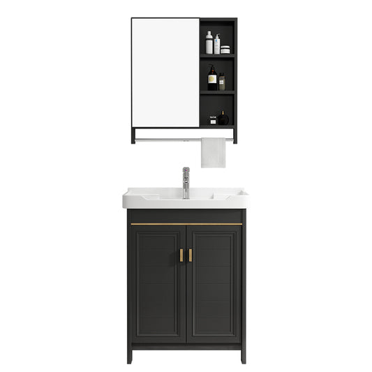 Rectangular Bathroom Vanity Single-Sink Glam Black Freestanding Vanity Set Clearhalo 'Bathroom Remodel & Bathroom Fixtures' 'Bathroom Vanities' 'bathroom_vanities' 'Home Improvement' 'home_improvement' 'home_improvement_bathroom_vanities' 7588794