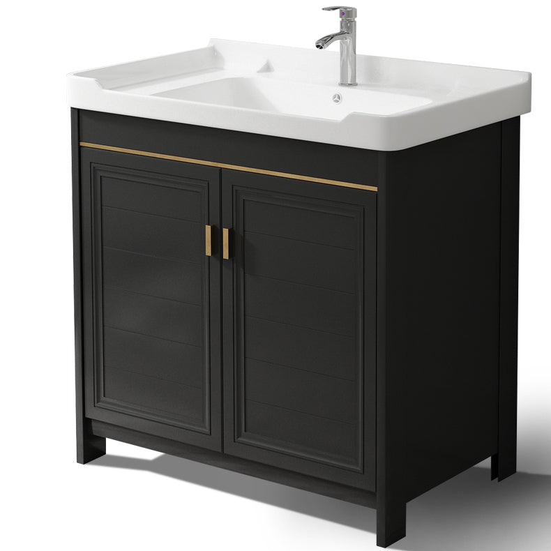 Rectangular Bathroom Vanity Single-Sink Glam Black Freestanding Vanity Set Clearhalo 'Bathroom Remodel & Bathroom Fixtures' 'Bathroom Vanities' 'bathroom_vanities' 'Home Improvement' 'home_improvement' 'home_improvement_bathroom_vanities' 7588798