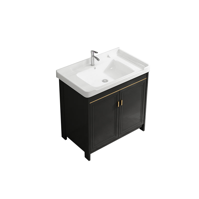 Rectangular Bathroom Vanity Single-Sink Glam Black Freestanding Vanity Set Vanity & Faucet Towel Bar Not Included Clearhalo 'Bathroom Remodel & Bathroom Fixtures' 'Bathroom Vanities' 'bathroom_vanities' 'Home Improvement' 'home_improvement' 'home_improvement_bathroom_vanities' 7588807