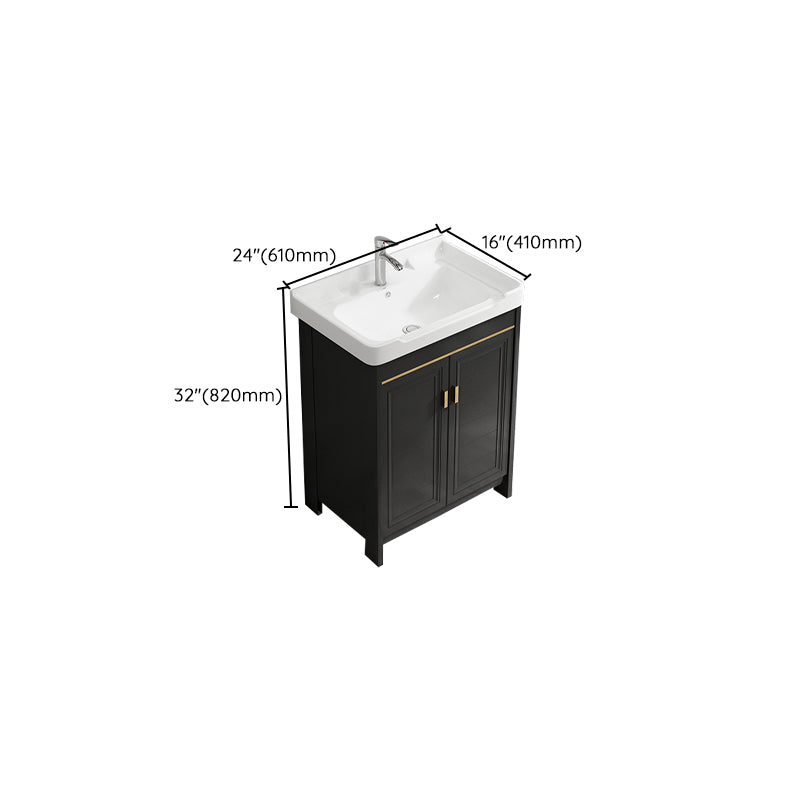 Rectangular Bathroom Vanity Single-Sink Glam Black Freestanding Vanity Set Clearhalo 'Bathroom Remodel & Bathroom Fixtures' 'Bathroom Vanities' 'bathroom_vanities' 'Home Improvement' 'home_improvement' 'home_improvement_bathroom_vanities' 7588811