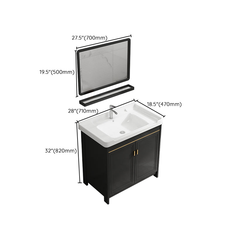 Rectangular Bathroom Vanity Single-Sink Glam Black Freestanding Vanity Set Clearhalo 'Bathroom Remodel & Bathroom Fixtures' 'Bathroom Vanities' 'bathroom_vanities' 'Home Improvement' 'home_improvement' 'home_improvement_bathroom_vanities' 7588819