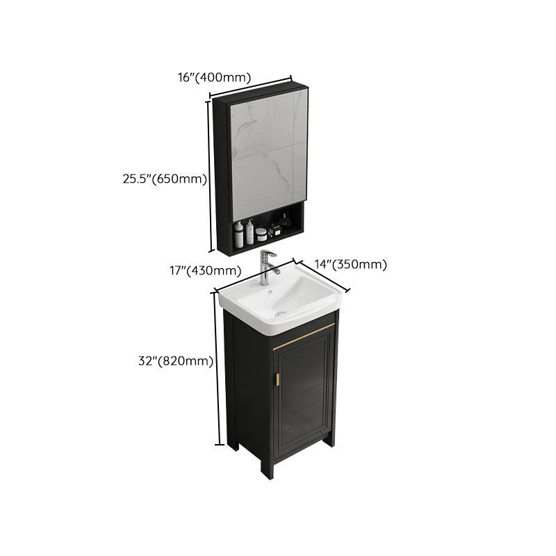 Rectangular Bathroom Vanity Single-Sink Glam Black Freestanding Vanity Set Clearhalo 'Bathroom Remodel & Bathroom Fixtures' 'Bathroom Vanities' 'bathroom_vanities' 'Home Improvement' 'home_improvement' 'home_improvement_bathroom_vanities' 7588821