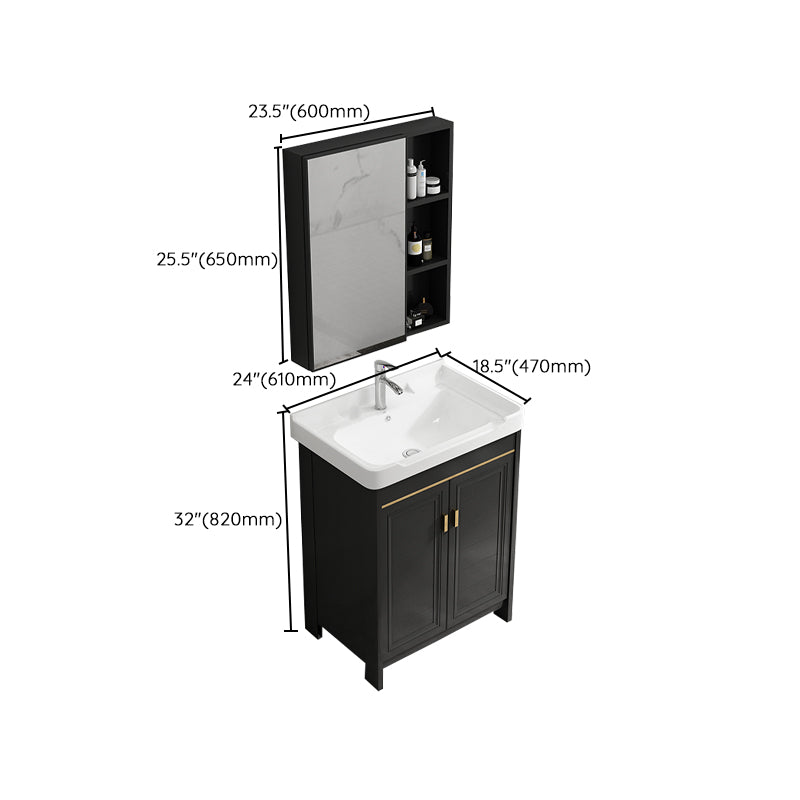 Rectangular Bathroom Vanity Single-Sink Glam Black Freestanding Vanity Set Clearhalo 'Bathroom Remodel & Bathroom Fixtures' 'Bathroom Vanities' 'bathroom_vanities' 'Home Improvement' 'home_improvement' 'home_improvement_bathroom_vanities' 7588824