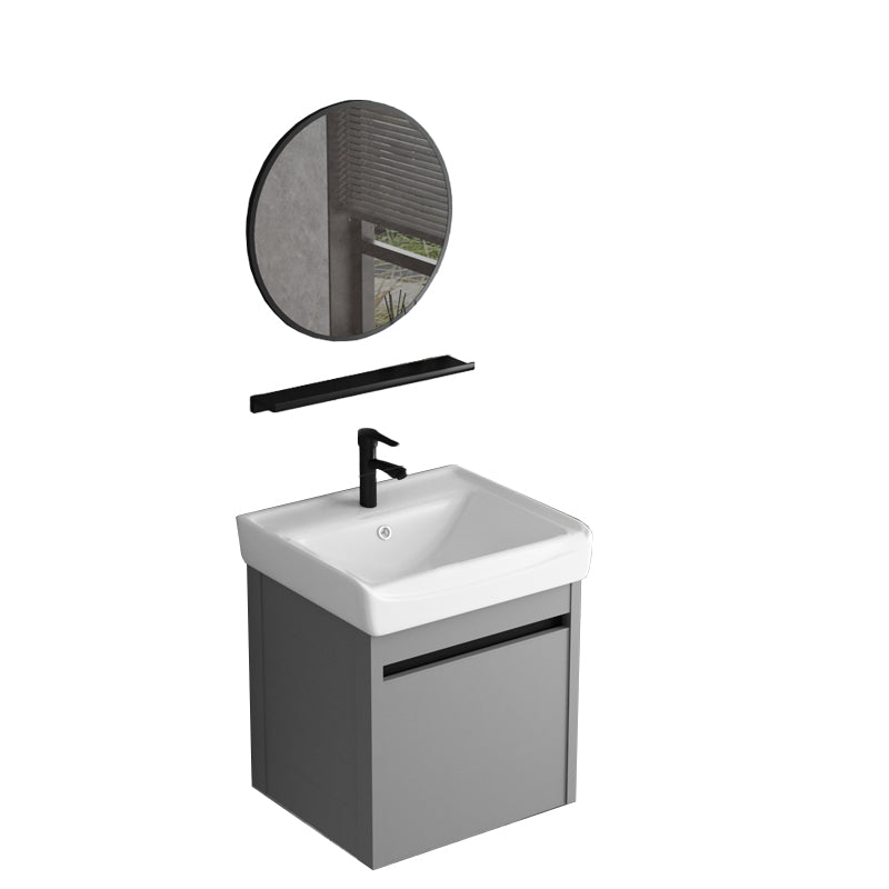 Single Sink Bathroom Vanity Modern Metal Frame Gray Rectangular Vanity Set Vanity & Faucet & Mirrors 17"L x 14"W x 18"H White Clearhalo 'Bathroom Remodel & Bathroom Fixtures' 'Bathroom Vanities' 'bathroom_vanities' 'Home Improvement' 'home_improvement' 'home_improvement_bathroom_vanities' 7588845