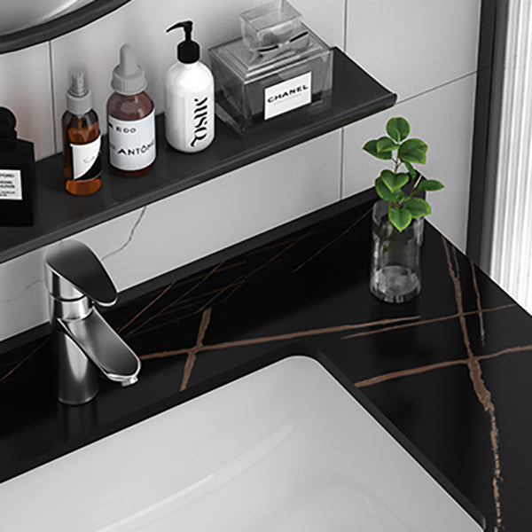 Single Sink Bathroom Vanity Modern Metal Frame Gray Rectangular Vanity Set Clearhalo 'Bathroom Remodel & Bathroom Fixtures' 'Bathroom Vanities' 'bathroom_vanities' 'Home Improvement' 'home_improvement' 'home_improvement_bathroom_vanities' 7588848