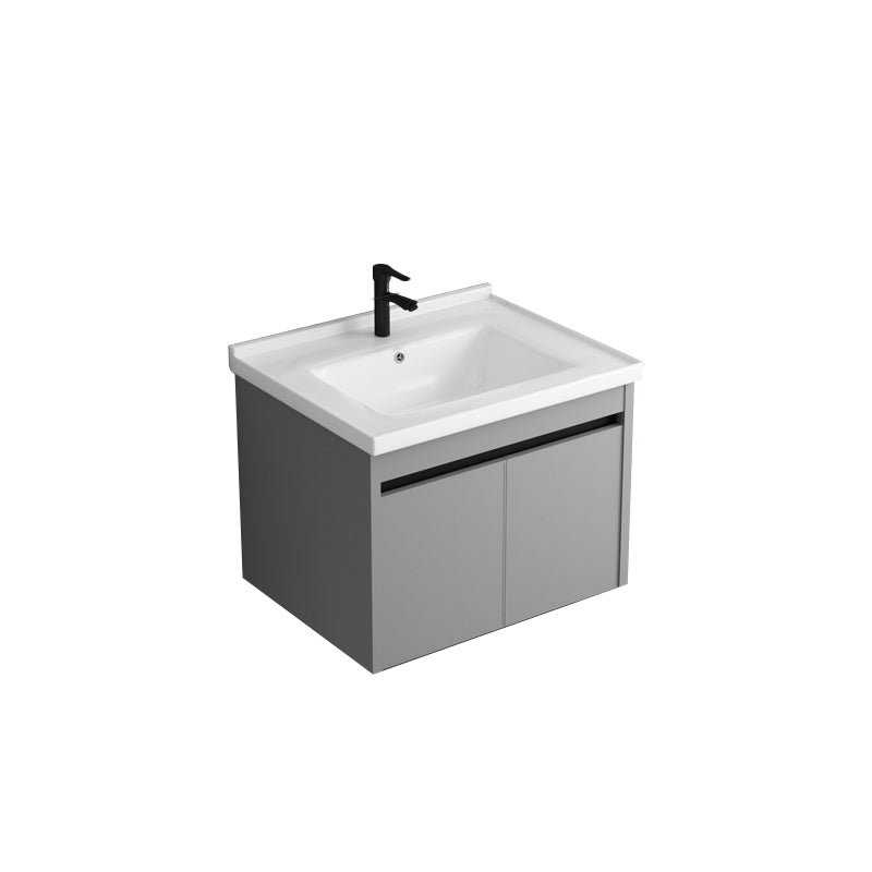 Single Sink Bathroom Vanity Modern Metal Frame Gray Rectangular Vanity Set Vanity & Faucet 20"L x 14"W x 18"H White Clearhalo 'Bathroom Remodel & Bathroom Fixtures' 'Bathroom Vanities' 'bathroom_vanities' 'Home Improvement' 'home_improvement' 'home_improvement_bathroom_vanities' 7588866