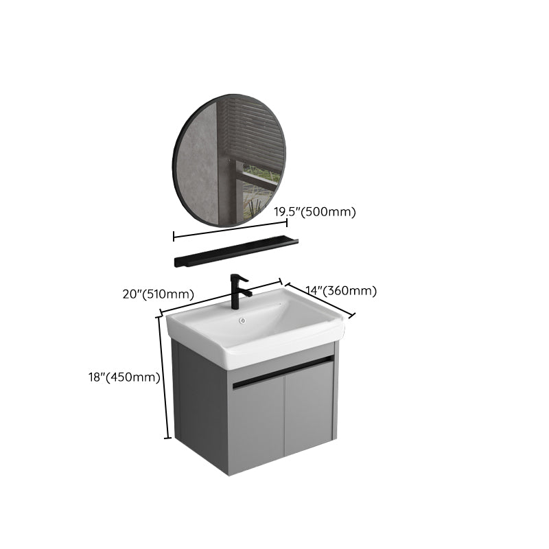 Single Sink Bathroom Vanity Modern Metal Frame Gray Rectangular Vanity Set Clearhalo 'Bathroom Remodel & Bathroom Fixtures' 'Bathroom Vanities' 'bathroom_vanities' 'Home Improvement' 'home_improvement' 'home_improvement_bathroom_vanities' 7588870