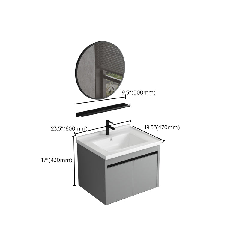 Single Sink Bathroom Vanity Modern Metal Frame Gray Rectangular Vanity Set Clearhalo 'Bathroom Remodel & Bathroom Fixtures' 'Bathroom Vanities' 'bathroom_vanities' 'Home Improvement' 'home_improvement' 'home_improvement_bathroom_vanities' 7588871