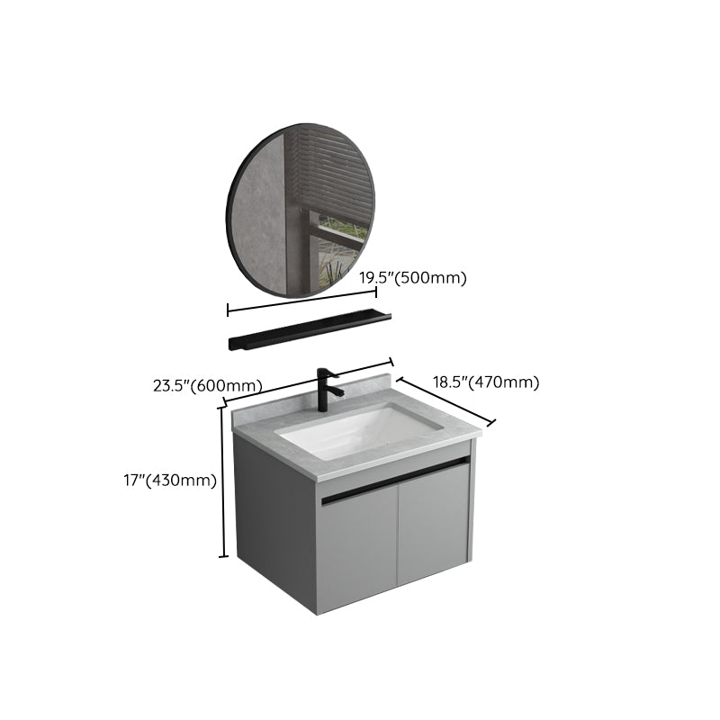Single Sink Bathroom Vanity Modern Metal Frame Gray Rectangular Vanity Set Clearhalo 'Bathroom Remodel & Bathroom Fixtures' 'Bathroom Vanities' 'bathroom_vanities' 'Home Improvement' 'home_improvement' 'home_improvement_bathroom_vanities' 7588873