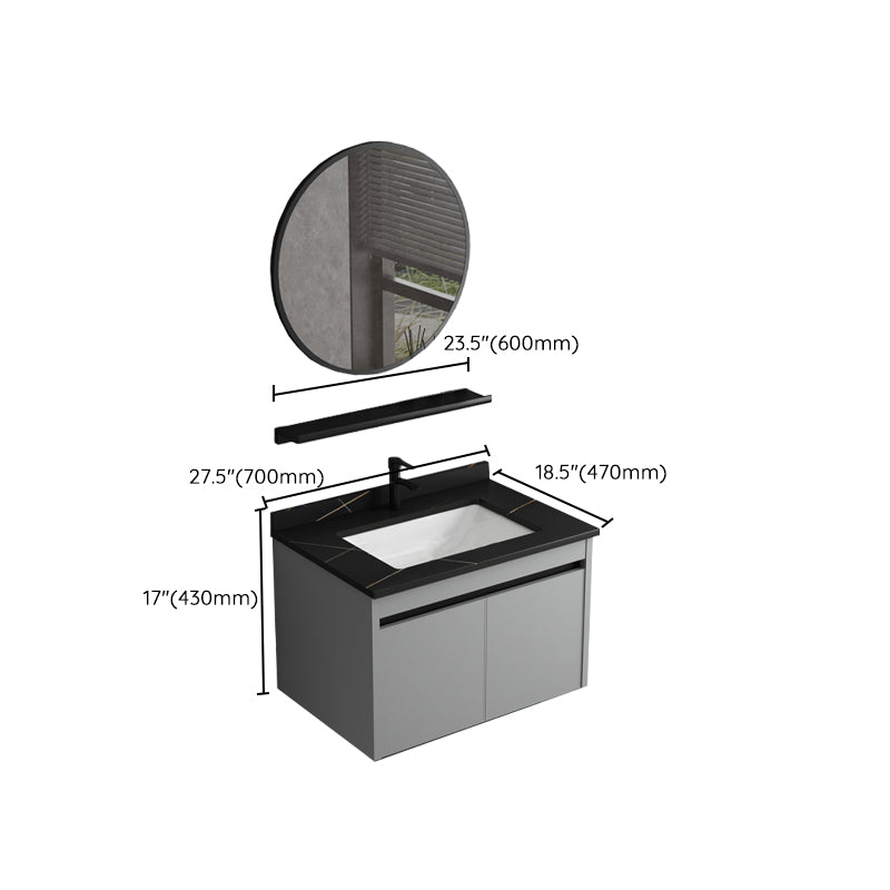 Single Sink Bathroom Vanity Modern Metal Frame Gray Rectangular Vanity Set Clearhalo 'Bathroom Remodel & Bathroom Fixtures' 'Bathroom Vanities' 'bathroom_vanities' 'Home Improvement' 'home_improvement' 'home_improvement_bathroom_vanities' 7588875