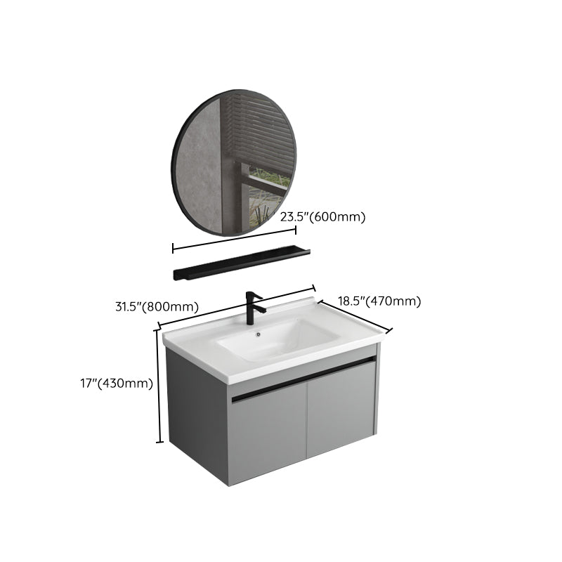Single Sink Bathroom Vanity Modern Metal Frame Gray Rectangular Vanity Set Clearhalo 'Bathroom Remodel & Bathroom Fixtures' 'Bathroom Vanities' 'bathroom_vanities' 'Home Improvement' 'home_improvement' 'home_improvement_bathroom_vanities' 7588877
